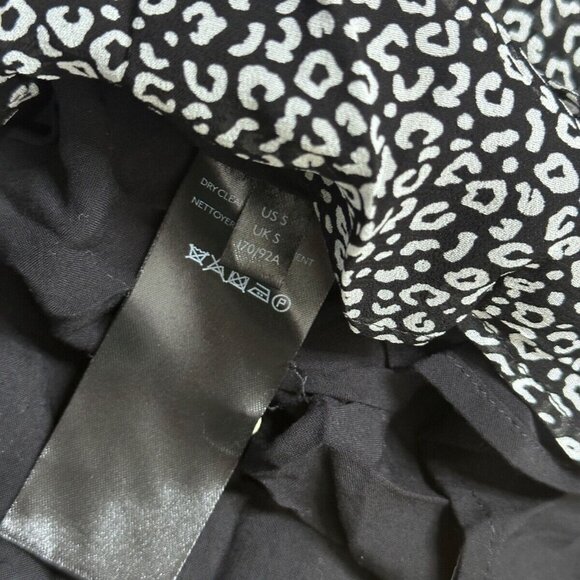 Maeve Dress Small Womens Black & White Shift Leopard Print Faux Wrap - Picture 8 of 9